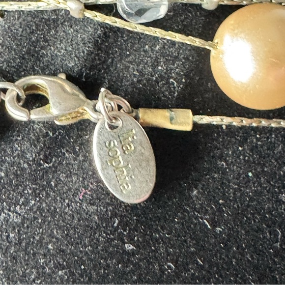 Lia Sophia Station Necklace Gold Brown Beige Pearls (Vintage Flapper Girl Pearl) - Picture 13 of 17